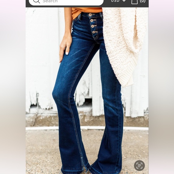 NWT KanCan Button Fly Flare Jeans- Mandy Wash - Picture 4 of 8